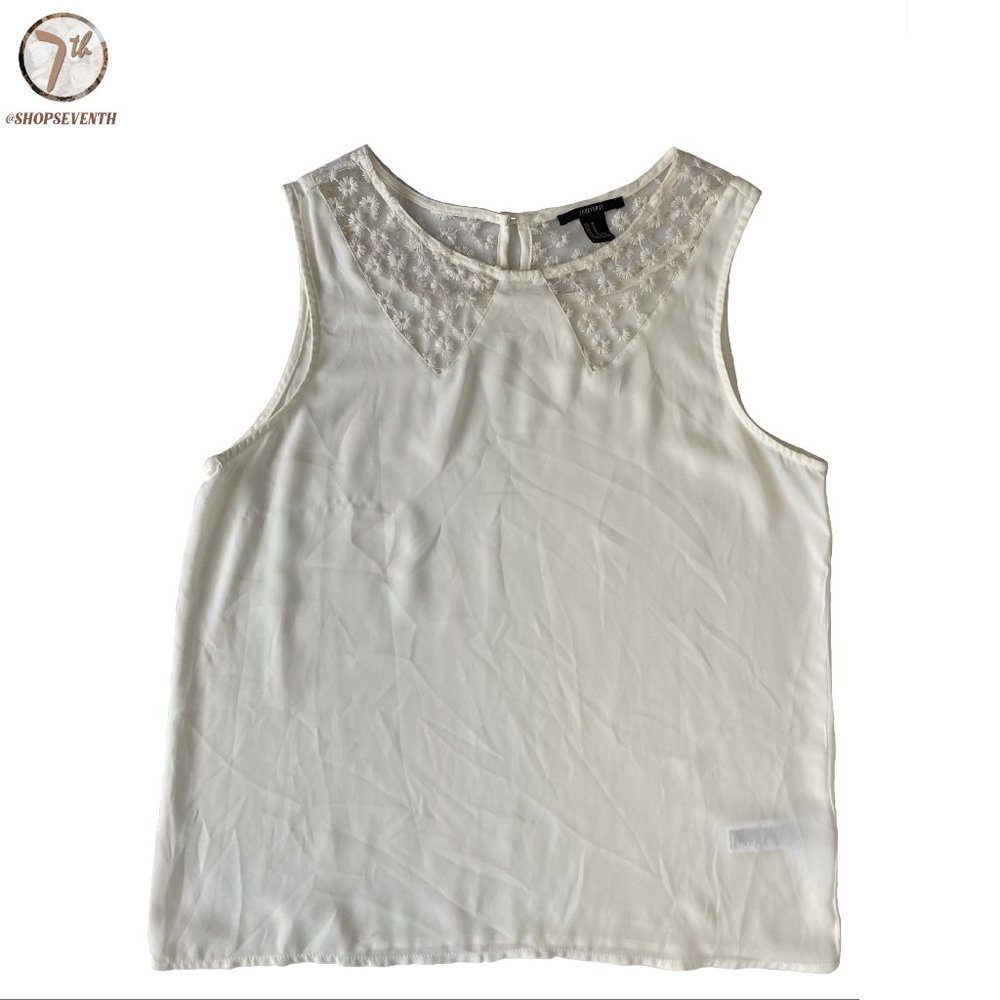 (40% OFF) Forever 21 Vintage White Blouse Cottagecore Floral Lace Boho Blouse